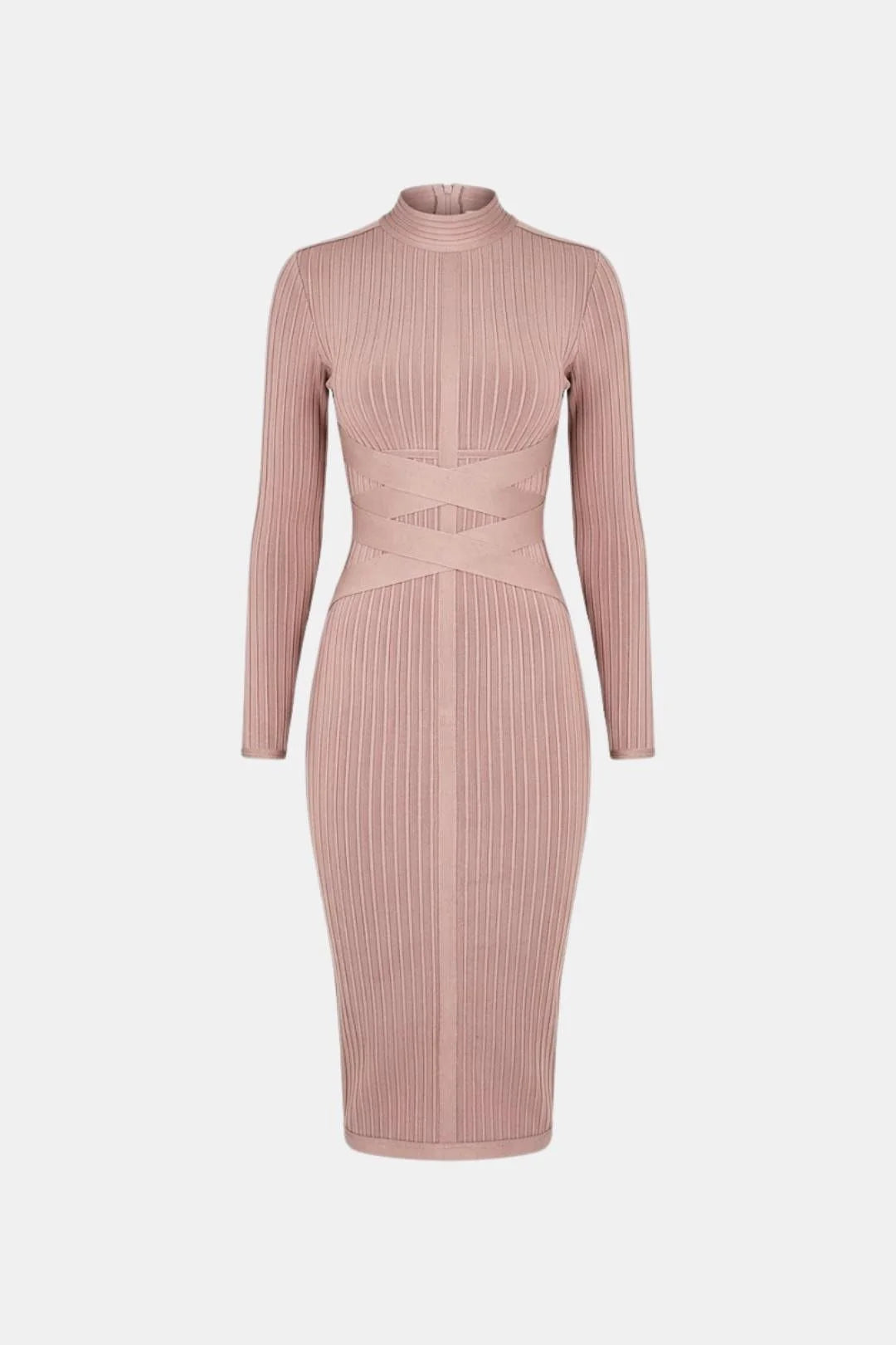 Elina Stand Collar Elegant Midi Dress